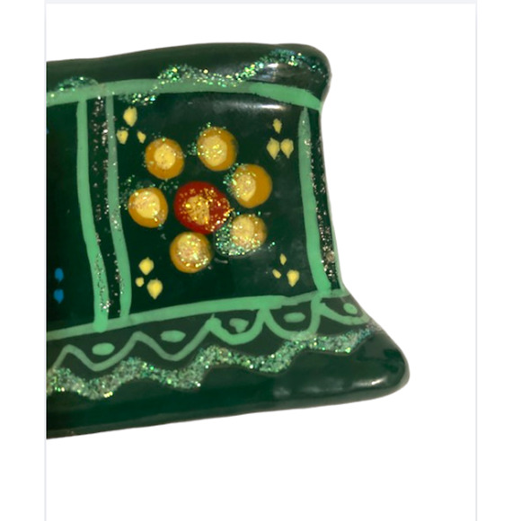 Vintage Mexican Clay Trinket Jewelry Box - Hand Painted Terra-cotta Pottery - Picture 4 of 6